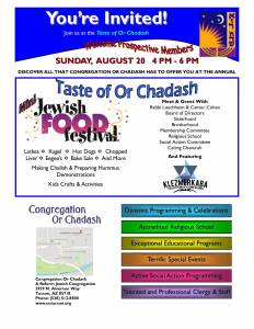A Taste of Or Chadash with a Mini Jewish Food Festival @ Congregation Or Chadash | Tucson | Arizona | United States