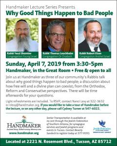 Handmaker Three Panel Lecture - Why Good Things Happen to Bad People @ Handmaker