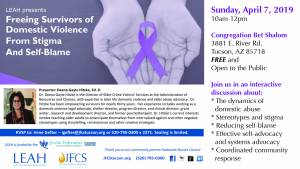 LEAH Presents; Freeing Survivors of Domestic Violence From Stigma And Self-Blame @ Congregation Bet Shalom | Tucson | Arizona | United States