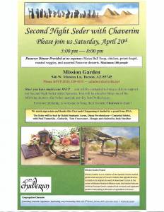 Second Night Seder with Chaverim @ Mission Garden